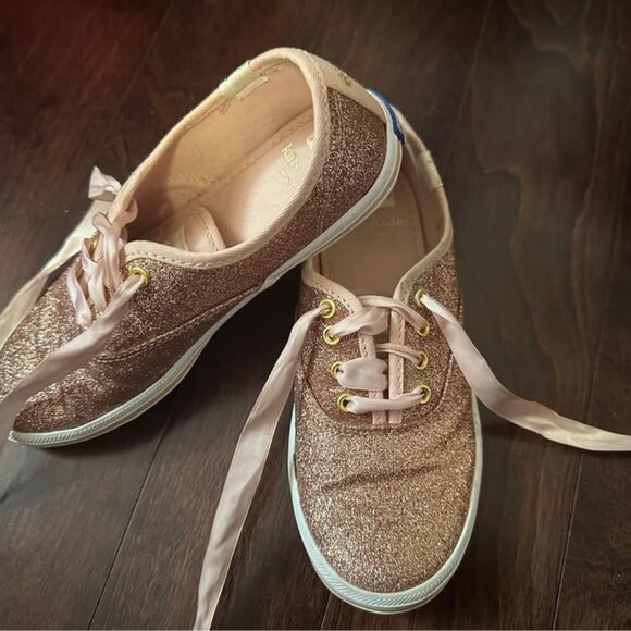 Girls size 13 Kate Spade rose glitter keds sneakers - Picture 1 of 3